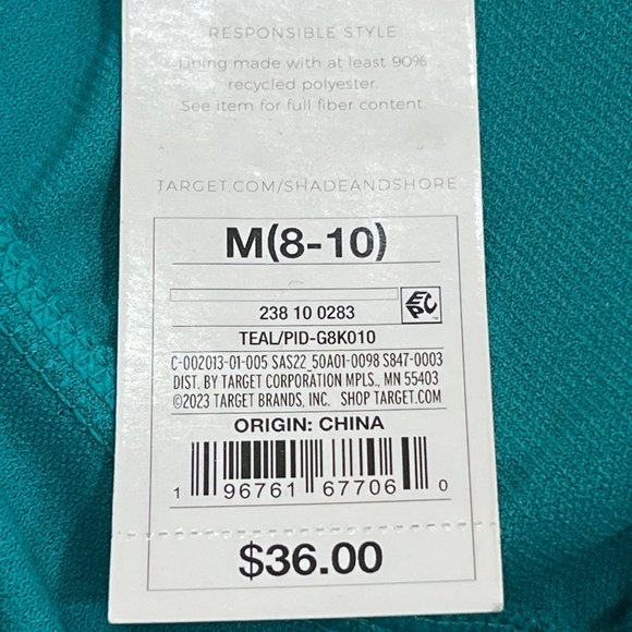 NWT Lace-Up One Piece Swimsuit - Shade & Shore - Teal - Picture 5 of 8